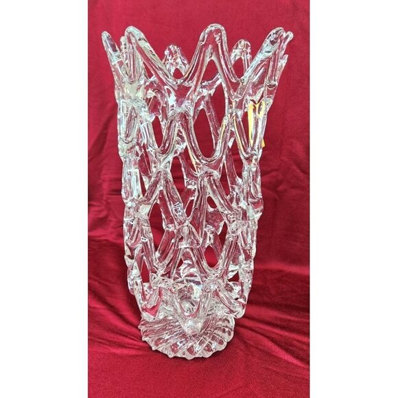Murano Glass LATTICE WEB Art Glass Vase MCM Hand Blown Pulled Glass 13.5 X 6 IN - Picture 3 of 9